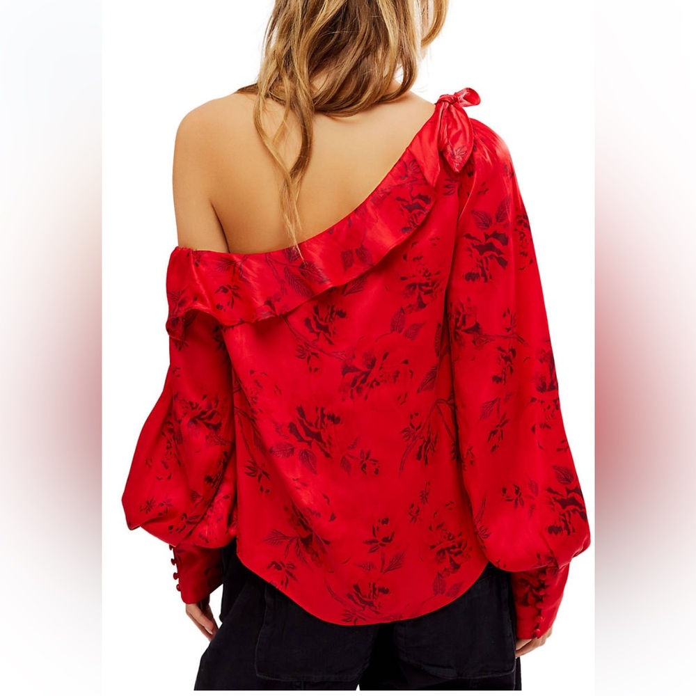 Free People These Nights Blouse in Red Combo NWT Size small - Picture 2 of 7